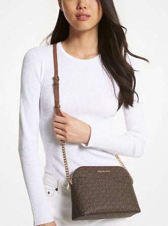 Жіноча шкіряна сумка-кросбоді Michael Kors Jet Set, середній розмір, колір Marron