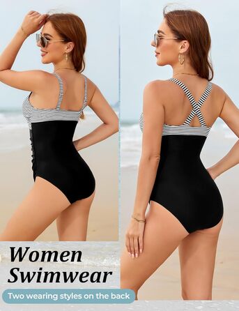 Купальник жіночий суцільний з V-подібним вирізом Push Up, купальник монокіні, ретро стиль, великі розміри (A, M)