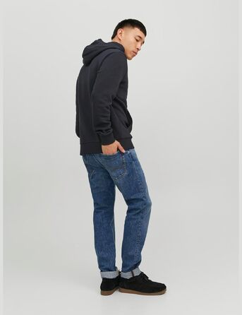 Чоловічий худі Jack & Jones Regular Fit JJEADRIAN Plus Size з принтом, чорний
