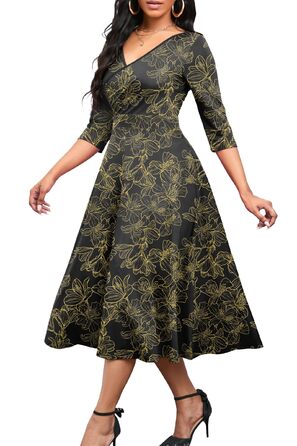 Сукня Noder Daenkleid: ошатне обгорткове плаття-трапеція для весілля, вечірки, коктейлю, чорна, розмір XXL
