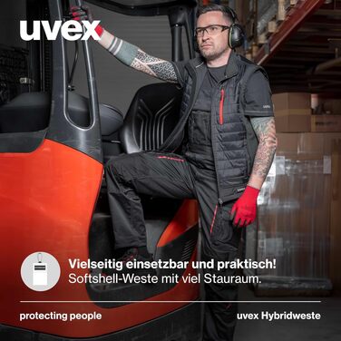 Чоловіча гібридна робоча жилетка Uvex tune-up, міцна повсякденна жилетка для роботи та відпочинку, чорно-червона, розмір M