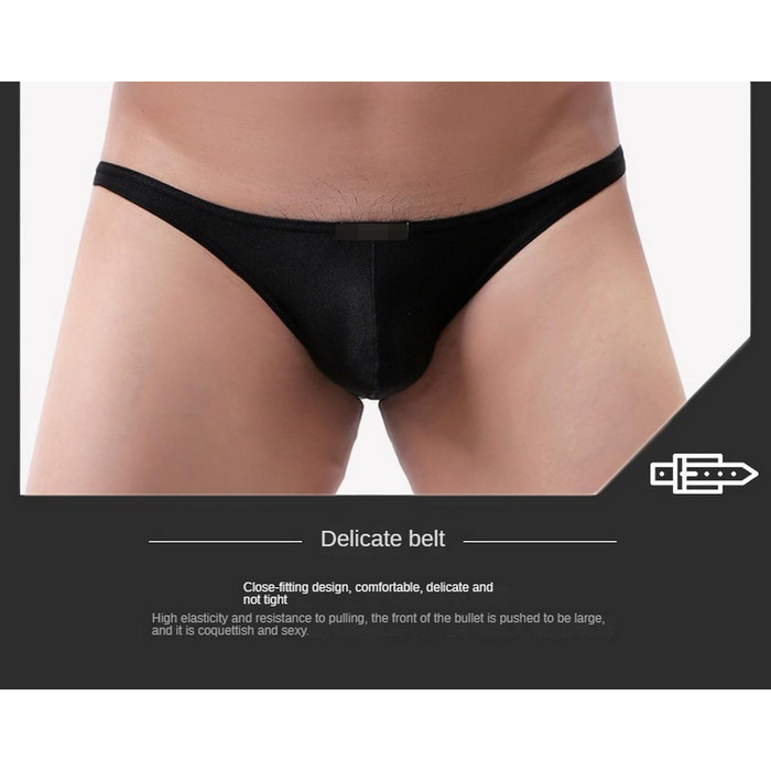 Чоловіча нижня білизна Faringoto: G-String, Bikini String, Tanga, низька посадка, чорний, розмір M