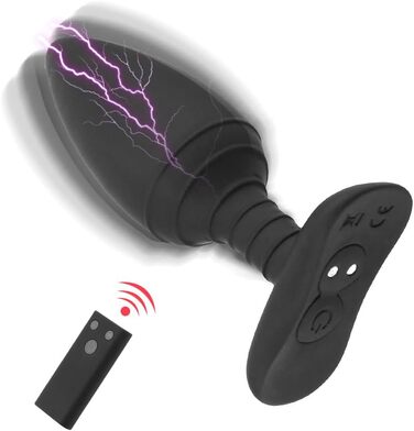 Jpscor Elektro Shock Silikon Анаlvibrator з 10 режимів вібрації та електричною стимуляцією, з пультом дистанційного керування. Іграшка для дорослих для чоловіків та жінок.